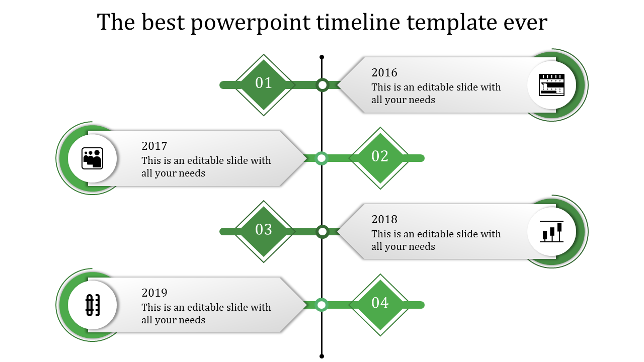 powerpoint timeline template-green